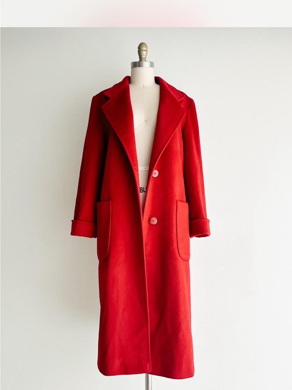 Classic Long Red Wool Coat